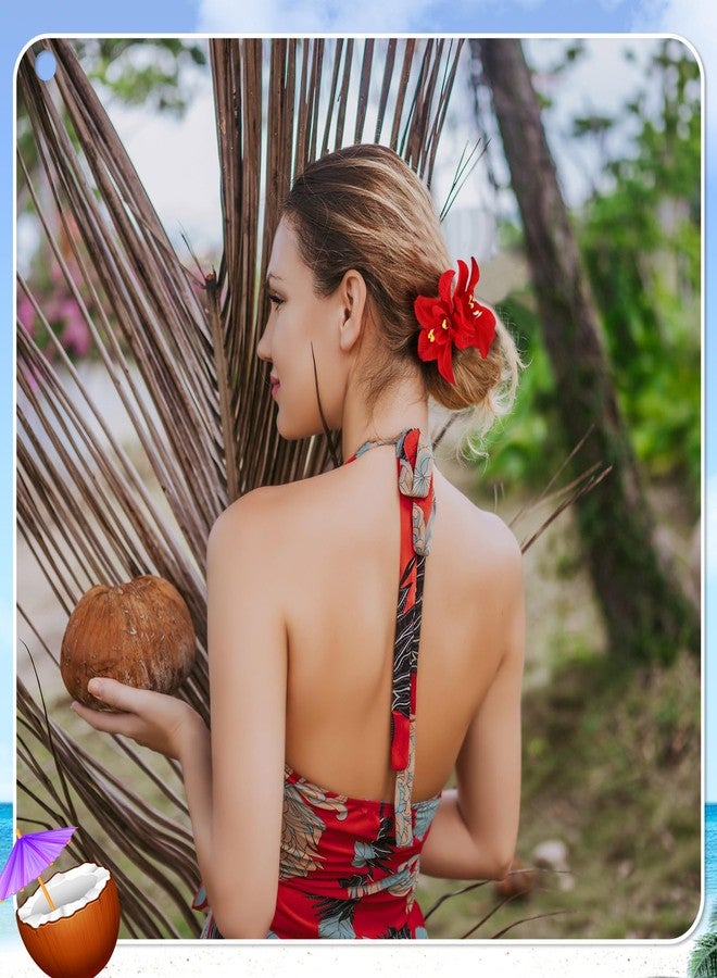 ProSuites 10 Pcs Hawaiian Flower Hair Clips for Women, Plumeria Hibiscus Hair Clips, Artificial Flower Clips 3.5 Inch Hair Accessories for Vacation Party Beach Seaside - Image 4